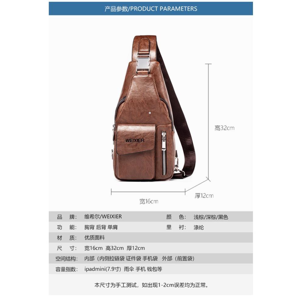 Túi Đeo Chéo Nam Trước Ngực Da PU Cao Cấp Chống Nước Phong Cách Thể Thao Thời Trang Hàn Quốc TD04 Đậm Chất Nam Tính | BigBuy360 - bigbuy360.vn