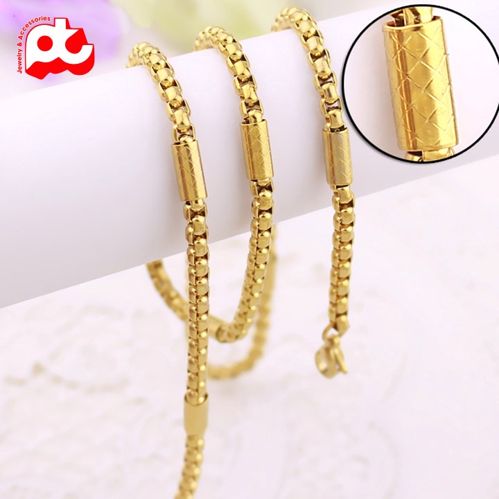 Dây chuyền nam cao cấp thời trang đẹp titan kiểu bọc khoanh chạm họa tiết chéo PT JEWELRY kích cỡ 4mm PTDCNA165