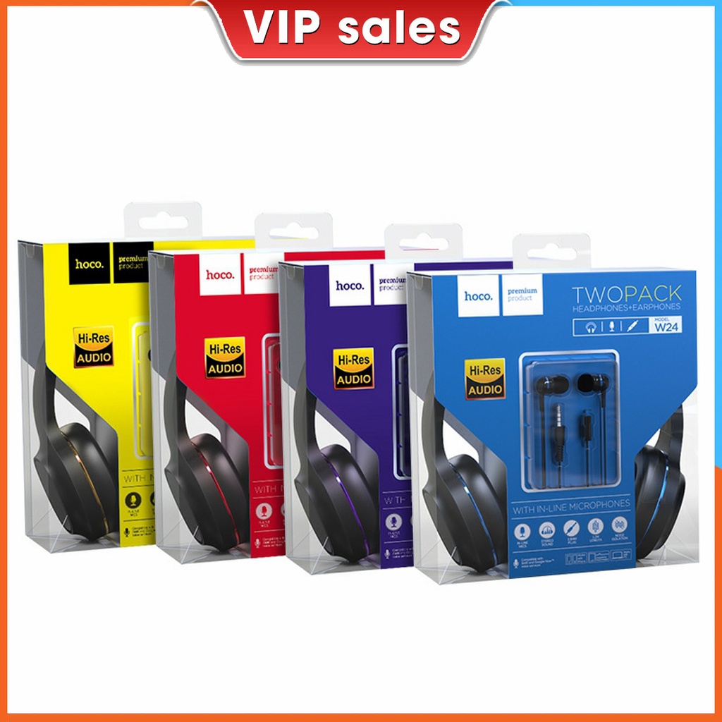Tai Nghe Chụp Tai Gaming Có Mic Có Dây Hoco W24 Cho Laptop Hàng Chính Hãng