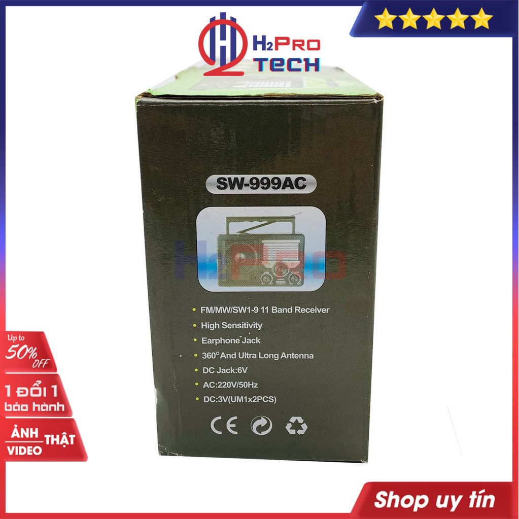 Đài Radio Cho Người Già, Đài Radio Sony SW-999AC FM-MW-SW1-9, Bắt Khoẻ, Có Jack Tai Nghe (Quà 20K 2 Pin Đại)-H2Pro Tech
