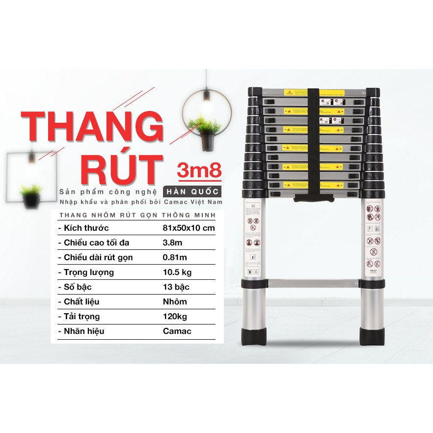 Freeship Thang nhôm rút đơn DIY TL-I-38 - 3.8m