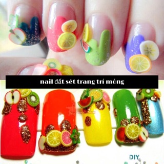 nail đất sét cắt sẵn làm slime, trang trí móng