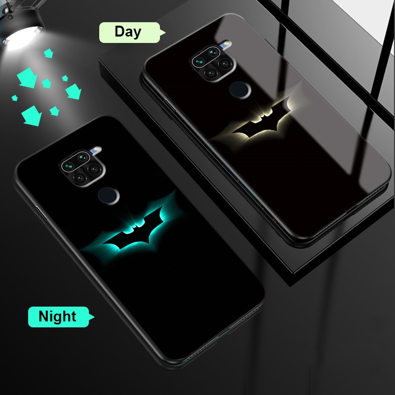 Batman Phone Covers For Xiaomi Redmi Note 9 Redmi Note 8 Redmi Note 8 Pro Ốp Lưng Kết Hợp Kính Cường Lực In Hình Siêu Anh Hùng Marvel Cho Night Glow Cases