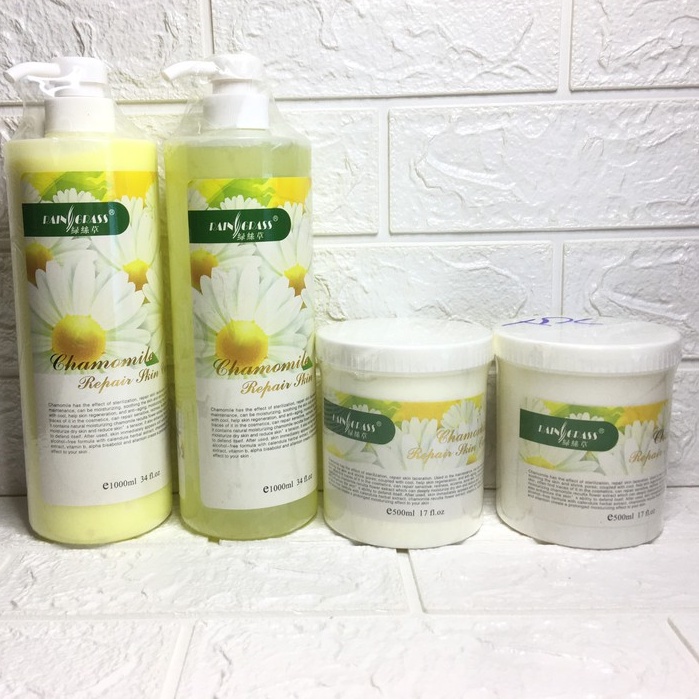 Bộ chăm sóc da mặt hoa cúc (Sữa rửa mặt + Tẩy da chết + Kem massa + Nước hoa hồng)