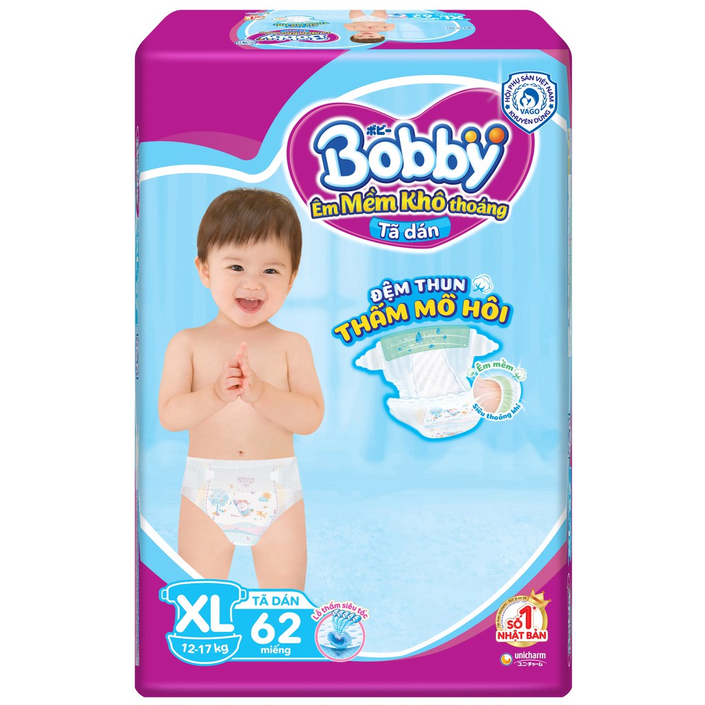 Tã Dán Bobby XL62 (Cho Bé 12-17kg)