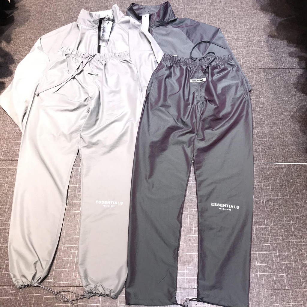 FOG Fear Of God Essentials laser double line tide brand reflective drawstring trousers
