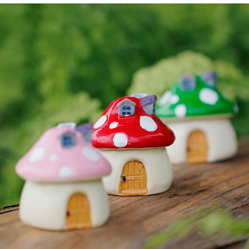 Nhà nấm mô hình mini trang trí terrarium, sen đá, tiểu cảnh 1,5x1,6cm