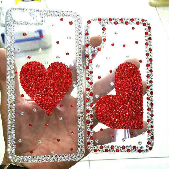 ỐP DẺO HANDMADE ĐÍNH ĐÁ TIM TÌNH YÊU (IB DÒNG ĐT)