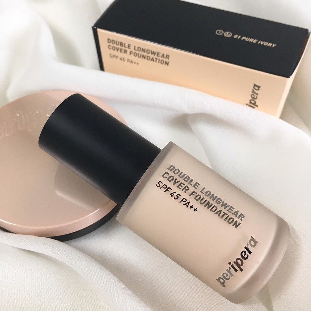 Kem nền che phủ cao mịn da và tự nhiên PERIPERA Double Longwear Cover Foundation