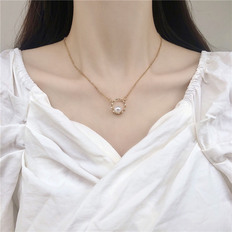 Vòng cổ nữ dây chuyền lolita xinh xắn đơn giản màu vàng dạng tròn dịu dàng V158