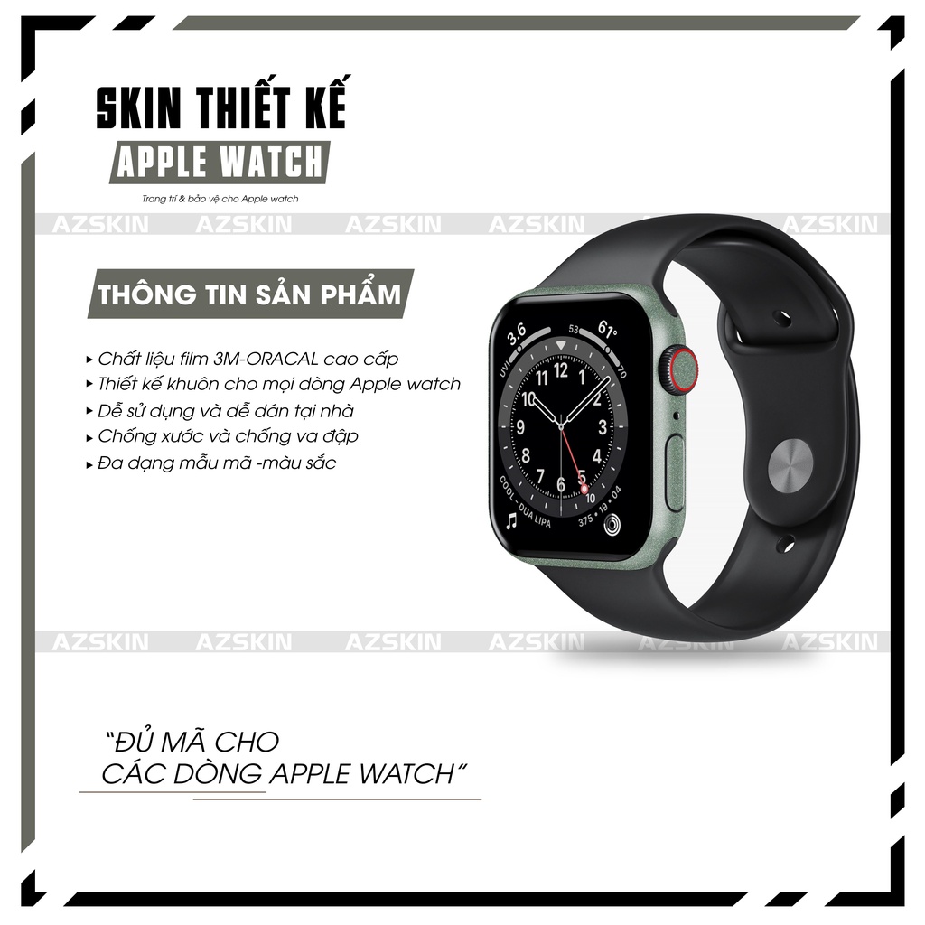 Miếng Dán Skin Apple Watch Xanh Midnight |SK_AWMNG01| Chất Liệu Film 3M Nhập Khẩu, Dán Trang Trí &amp; Bảo Vệ, Khuôn Tạo Sẵn