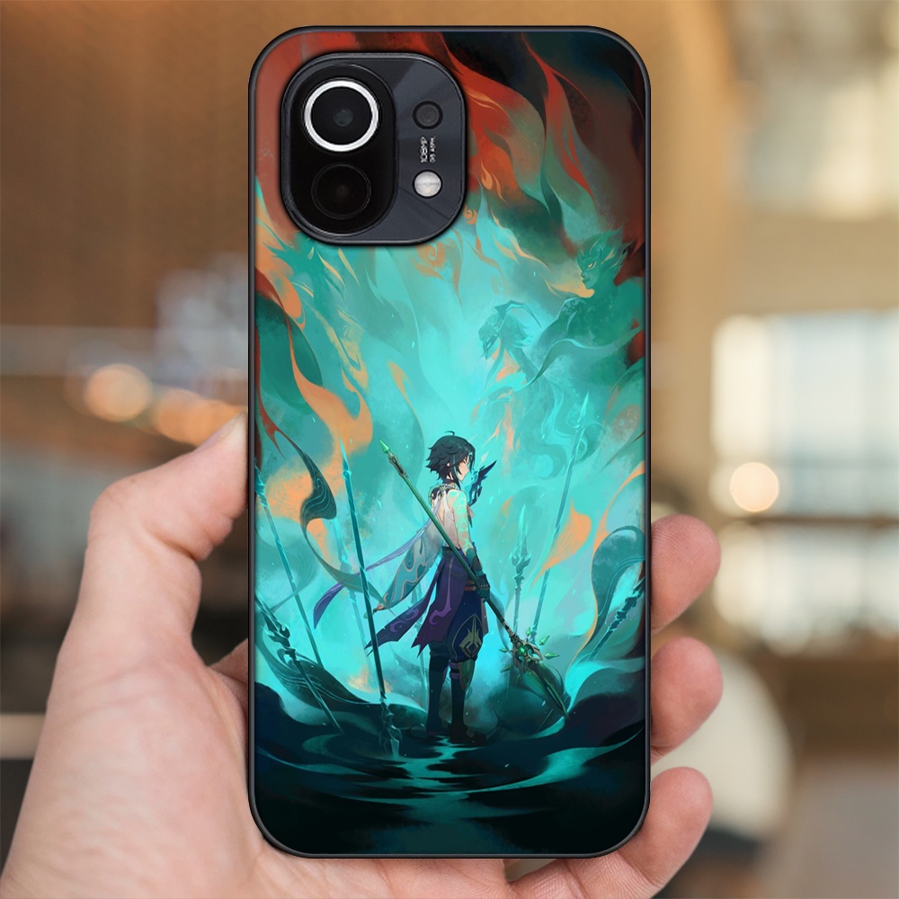 Ốp lưng Xiaomi Mi 11 viền đen in hình Xiao Genshin Impact