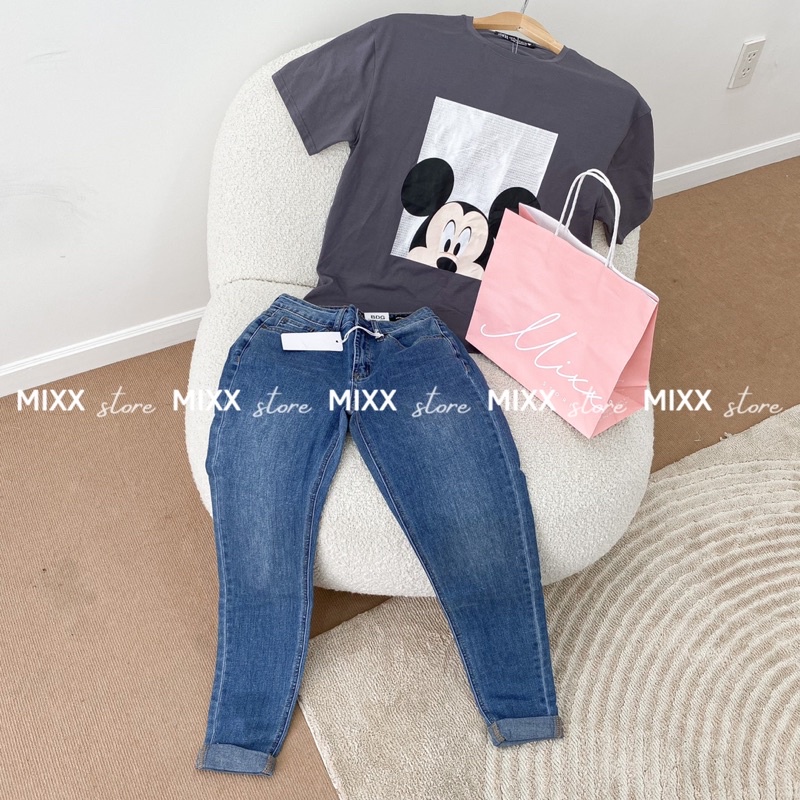 Quần Jean Nữ Baggy Lưng Cao DBG chất jean dày dặn co giãn thoải mái phom dáng dài năng động