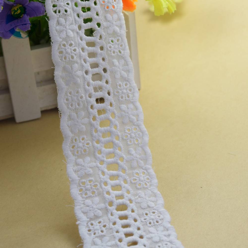 Cuộn Ren Ruy Băng mini Rộng 4.5cm Chất Liệu 100% cotton Phối Ren Thêu Họa Tiết diy 2669