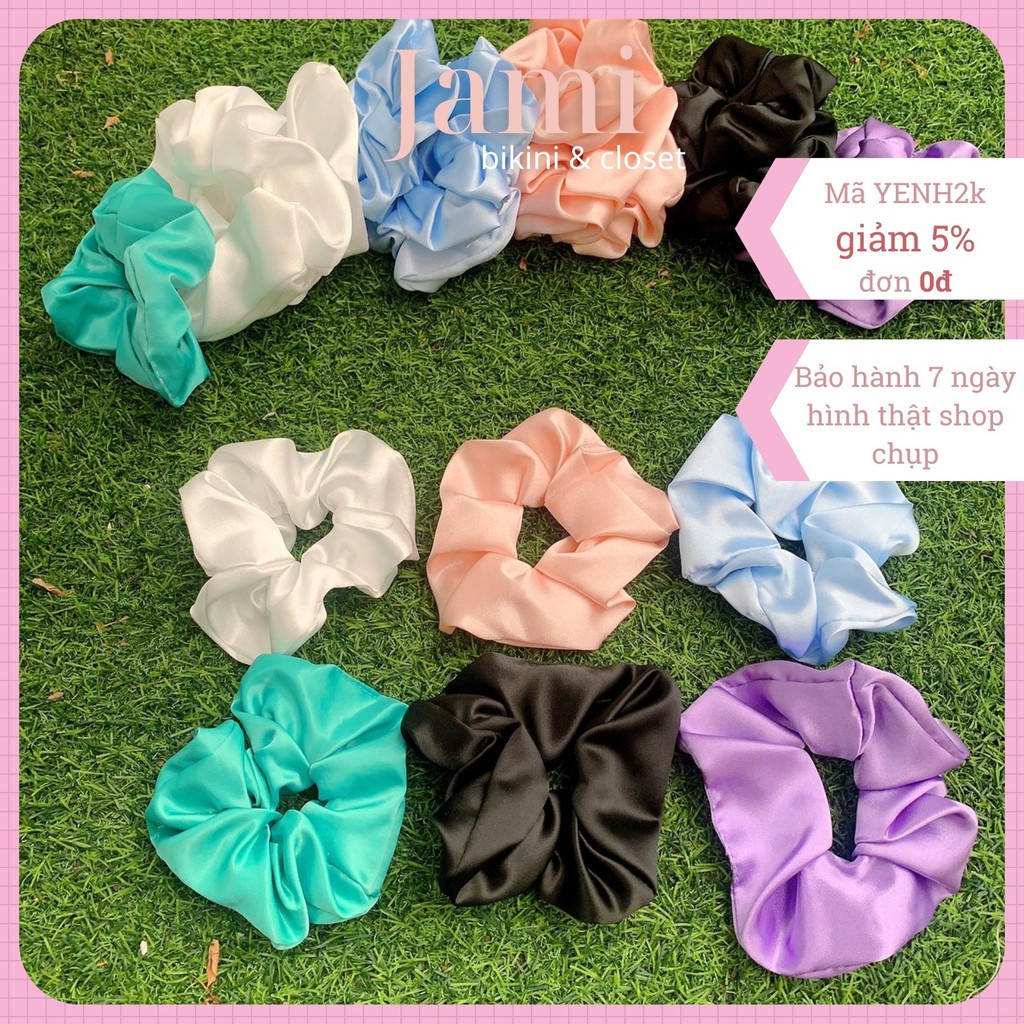 Dây buộc tóc, cột tóc scrunchies lụa trơn phi to size 12cm nhiều màu siu to lụa - CT_LUA