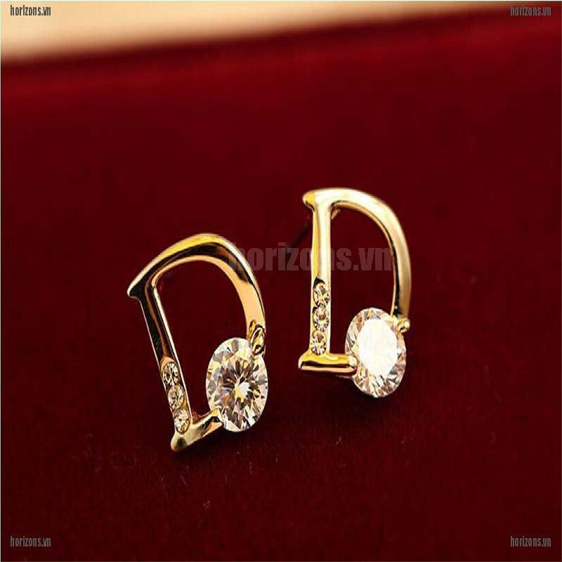 ZA Fashion Gold Ear Stud Earings Letter D Chic Vogue Stud Earrings Women Jewelry FA