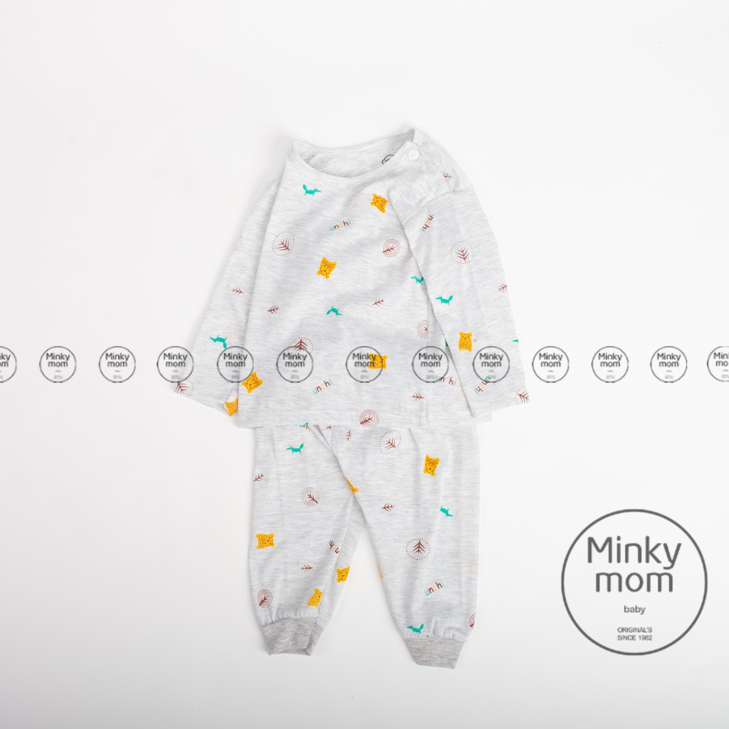 [SALE] Bộ Quần Áo Bé Gái, Bé Trai UNCHI Vải Cotton Mềm Xốp Cài Vai Hoạ Tiết Gấu Con, Bộ Sơ Sinh Dài Tay Cho Bé UNTD2104