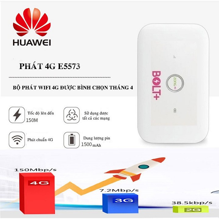 Bộ Phát Wifi, Bộ Phát 4G Huawei ZONG E5573 Bản Quốc Tế Tốc Độ 150Mbps Loại Tốt Nhất Trên Thị Trường