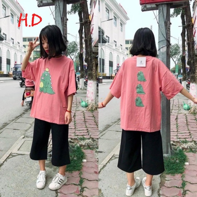 Sét khủng long xanh + quần ống rộng THN865