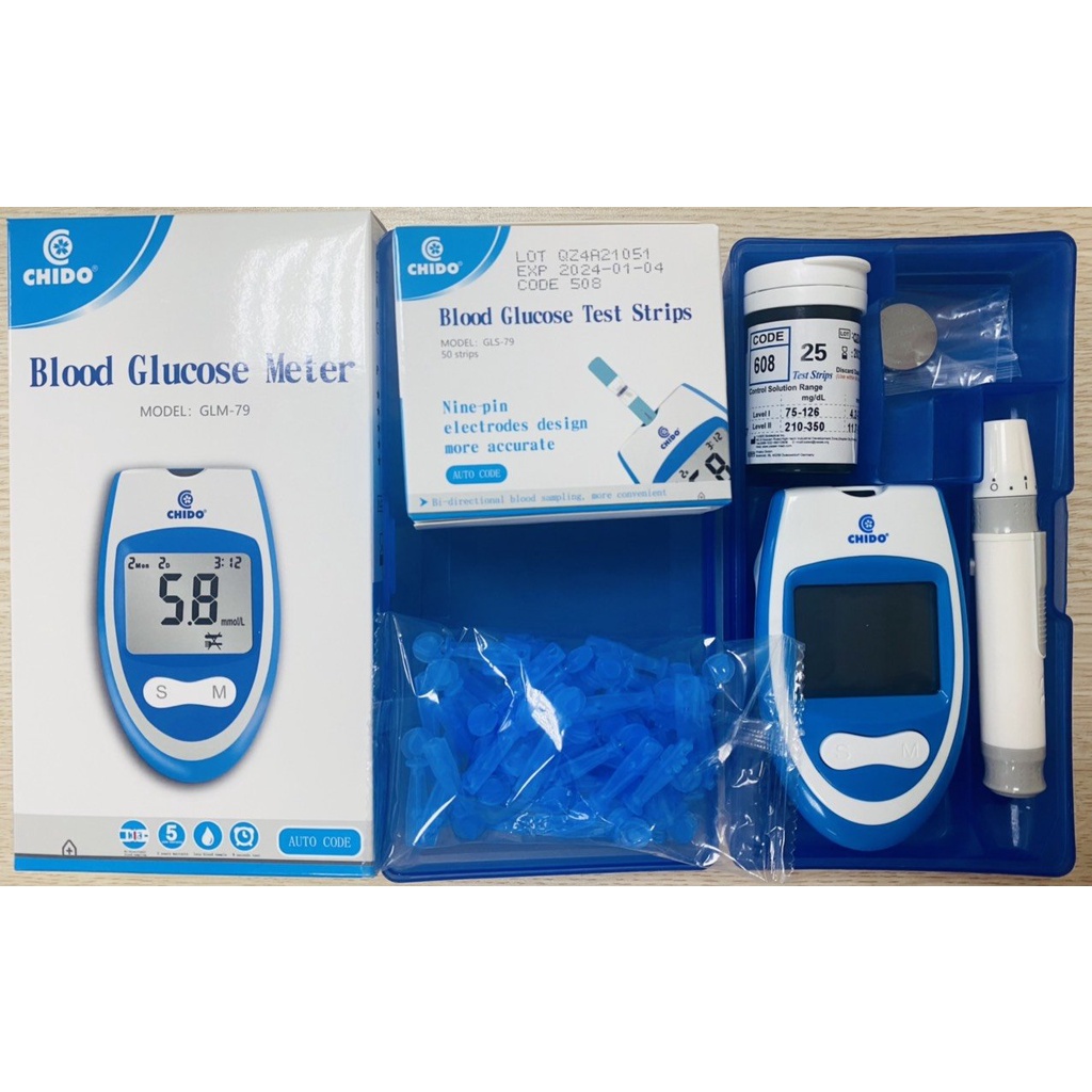 Máy đo đường huyết Chido, máy kiểm tra nồng độ đường huyết trong máu cho người tiểu đường, đái tháo đường