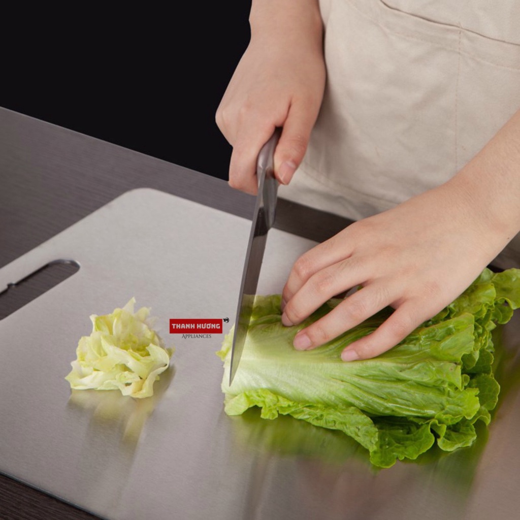 Thớt INOX 304 Kháng Khuẩn Không Độc Hại - Chống Nấm Mốc - Size 34x24cm