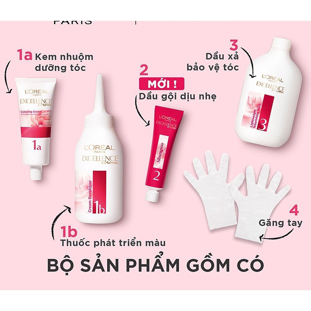 Kem Nhuộm Tóc Loreal Số 7.01 Vàng Sáng Năng Động Excellence Cream Dưỡng Tóc Phủ Bạc