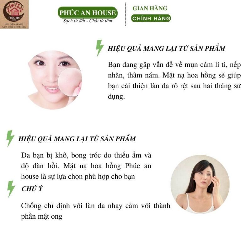 Mặt nạ hoa hồng dưỡng sáng da Phúc An House
