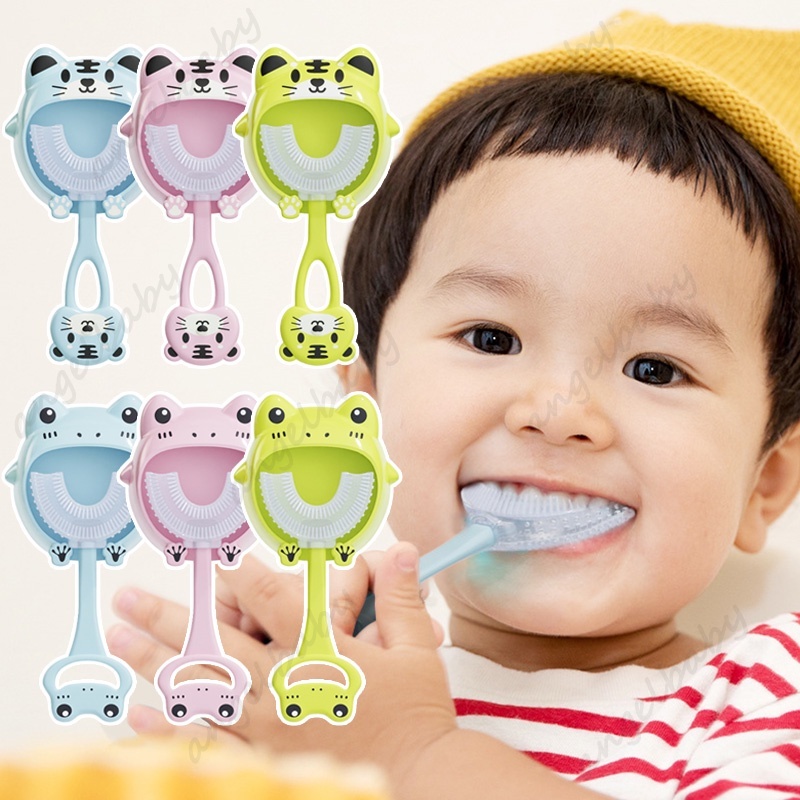 Bàn Chải Đánh Răng Hình Chữ U Xoay 360 Độ Cho Bé 2-12 Tuổi