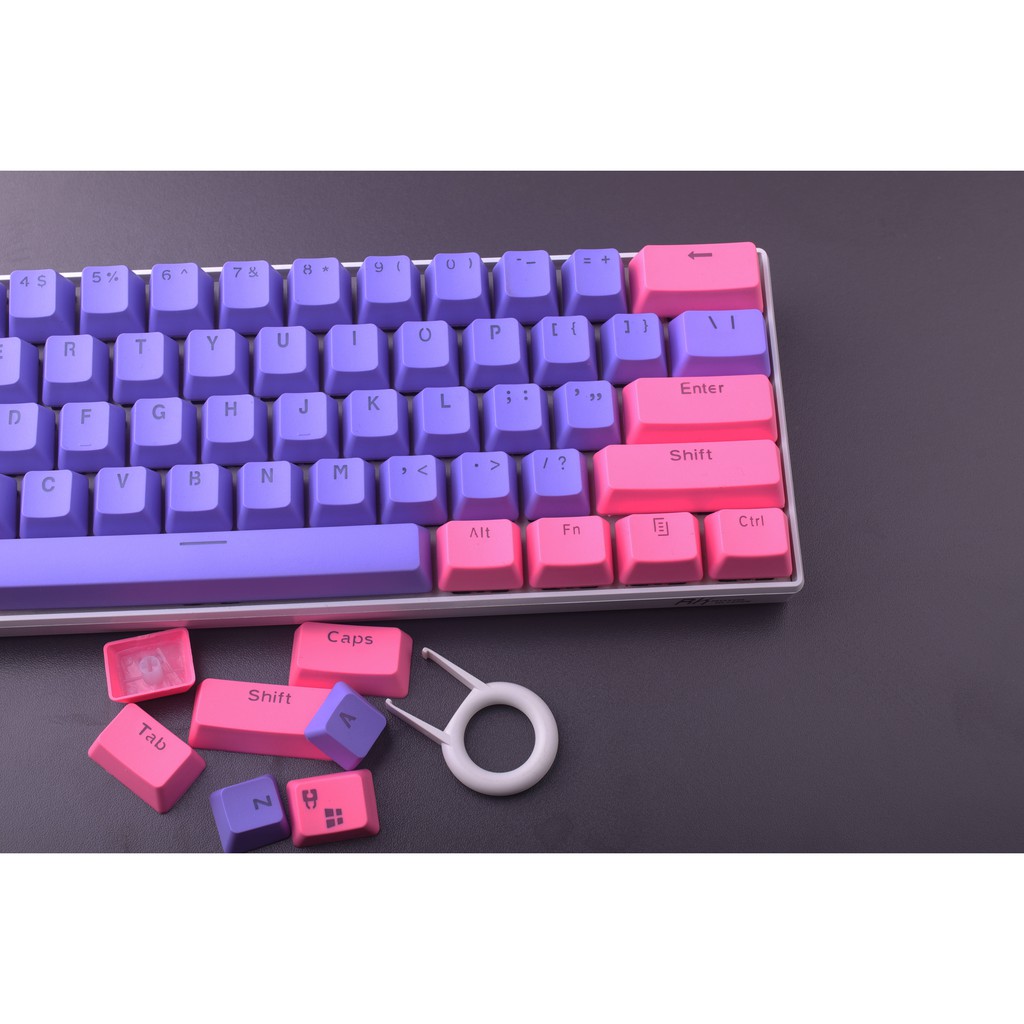 Pink Purple Keycap, 61 key PBT keycaps Sự kiện đặc biệt Keycaps, bàn phím cơ hai màu có đèn nền keycaps GH60 / RK61 / ALT61 / Annie / GK61 keycaps poker keycaps chơi game