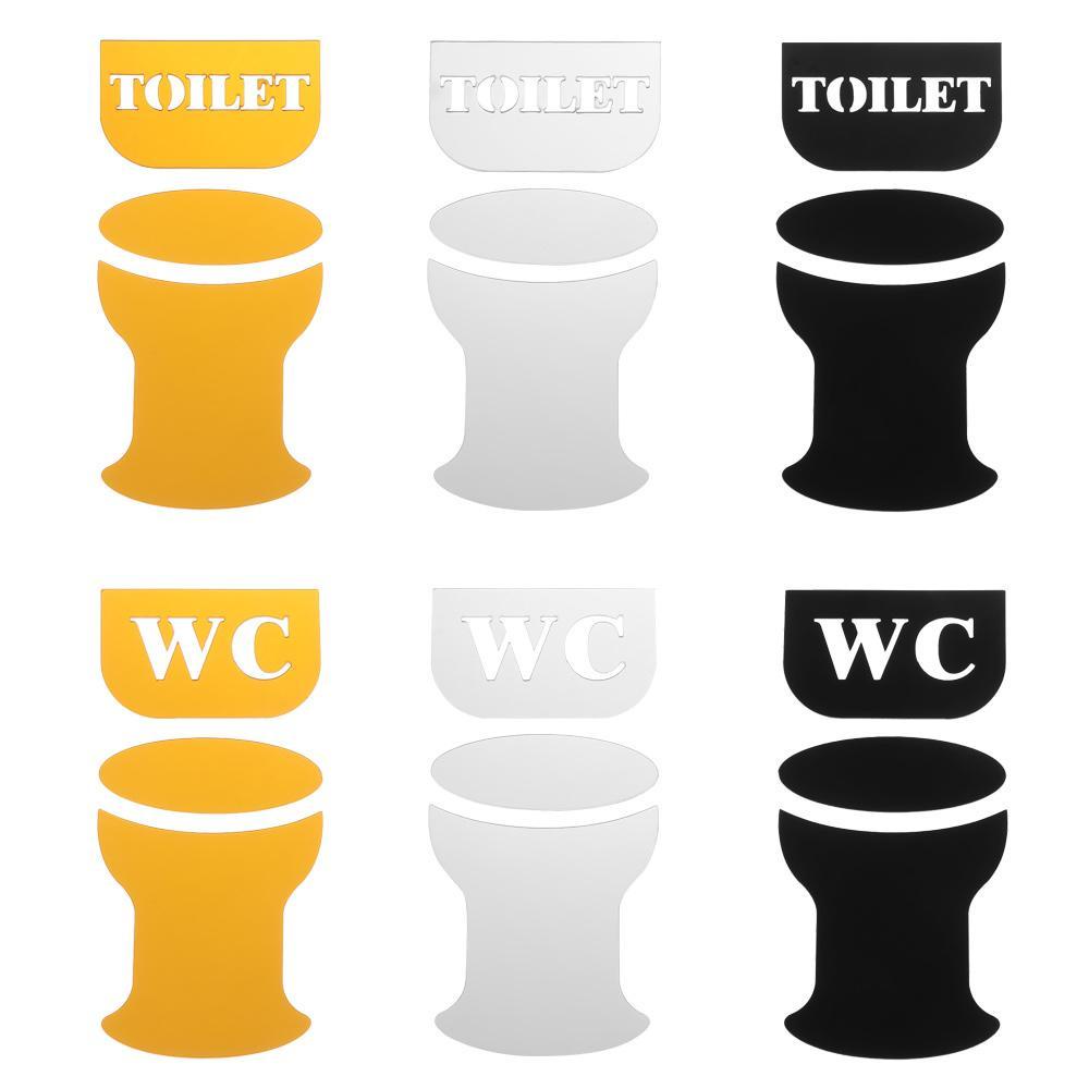 Miếng Dán Tường / Gương Trang Trí Hình Chữ Tiếng Anh LAKAMIER WC / Toilet Hiện Đại