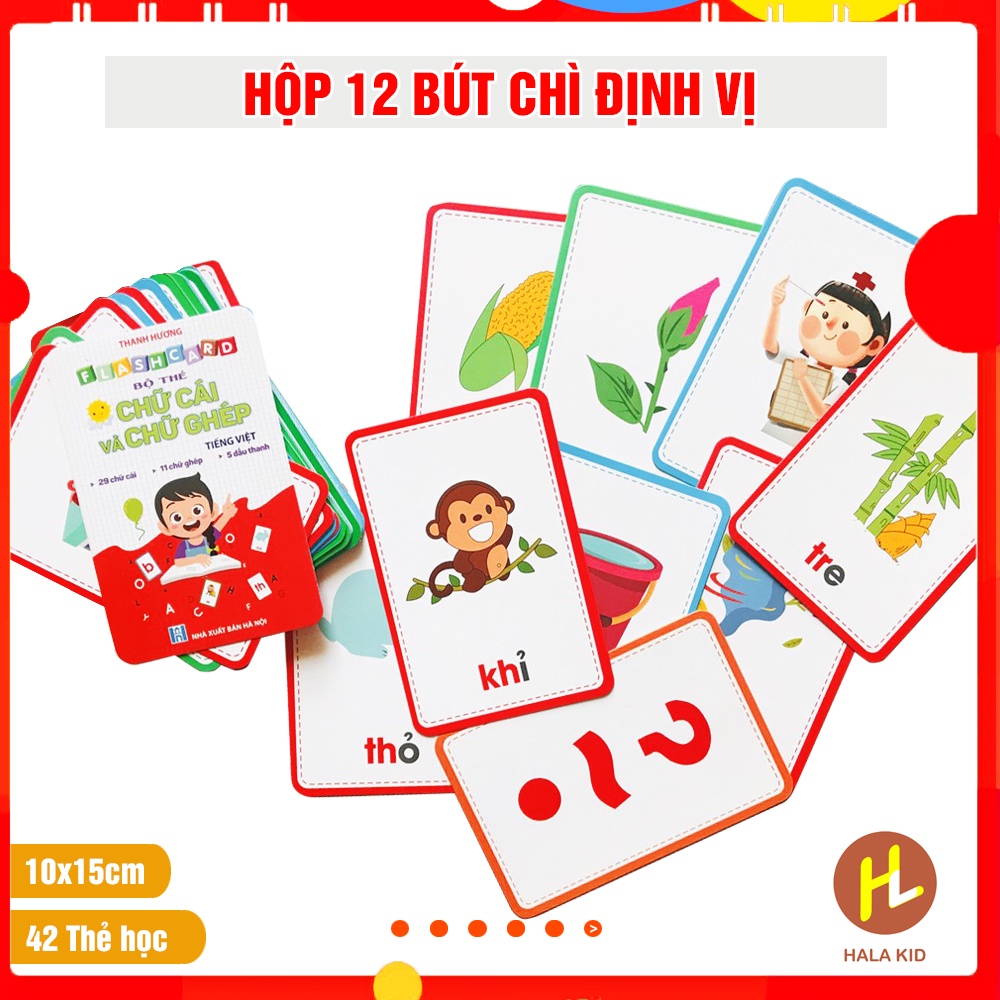 Bộ 42 Thẻ học Chữ cái và chữ ghép Tiếng Việt có hình minh họa sinh động cho bé