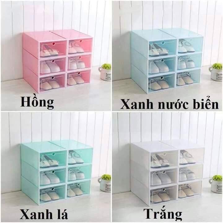 Combo 6 chiếc hộp nhựa cứng trong có ngăn kéo thông minh đựng giày dép size to cho cả nam và nữ