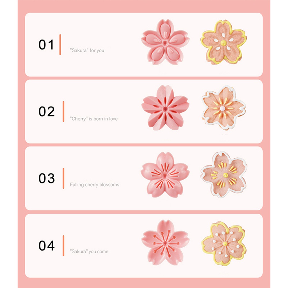 5 cái/bộ khuôn làm bánh cookie hình hoa anh đào nhật bản màu hồng/nhiều màu