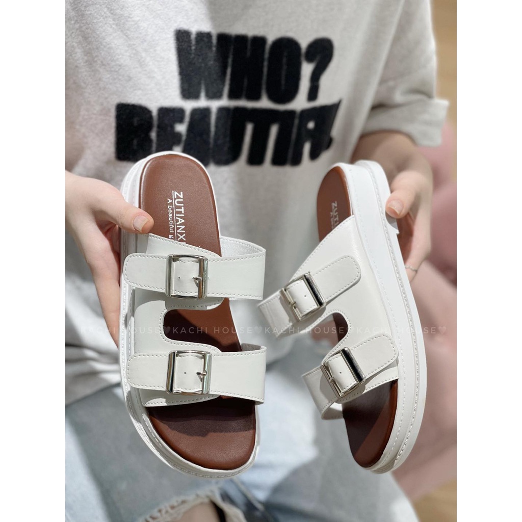 Dép 2 quai khóa đế nâu 9901- Kachi House