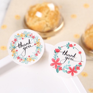 SỈ 2.5K Bìa 12 tem dán decal sticker THANK YOU hoa TK28 D3.8cm