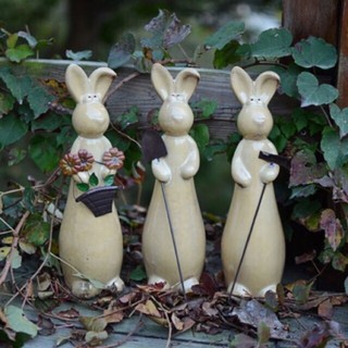 Bộ 3 Thú gốm thỏ làm vườn Gốm Sứ Bát Tràng - Decor