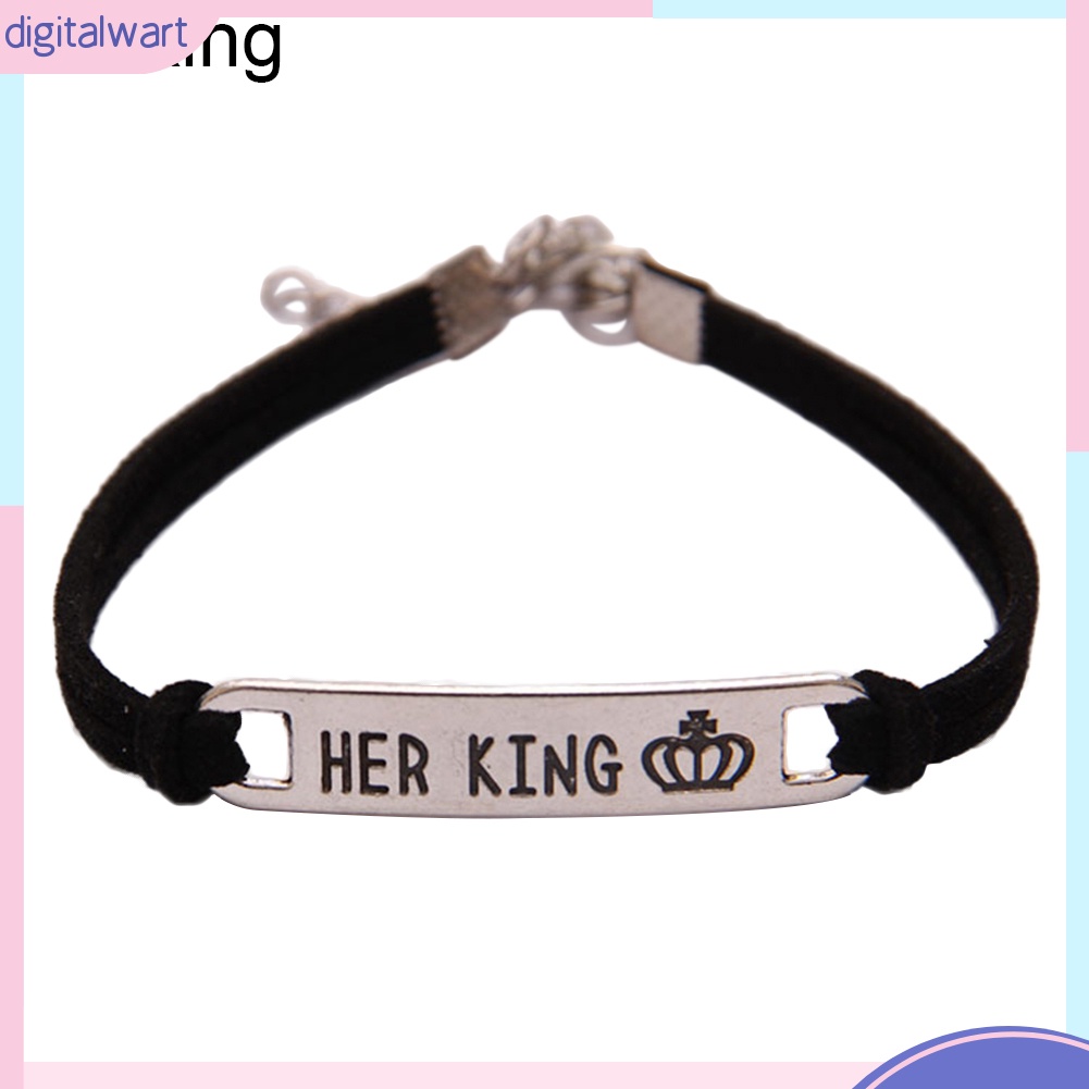 Vòng đeo tay gắn trang trí mặt kim loại His Queen / Her King dành cho các couple