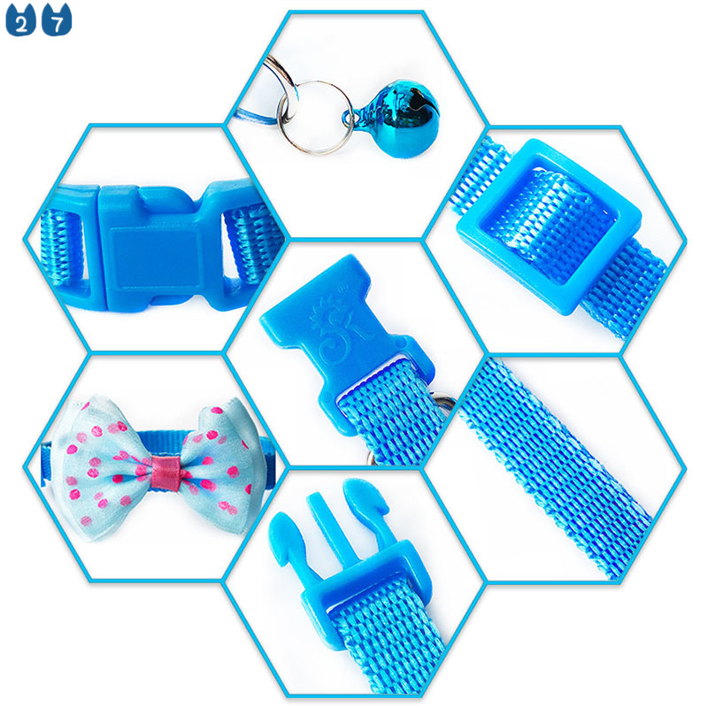 Vòng Cổ Nylon Đính Nơ Có Chuông Dễ Thương Có Thể Điều Chỉnh Màu Kẹo Ngọt Thời Trang Cho Thú Cưng 27 Cái