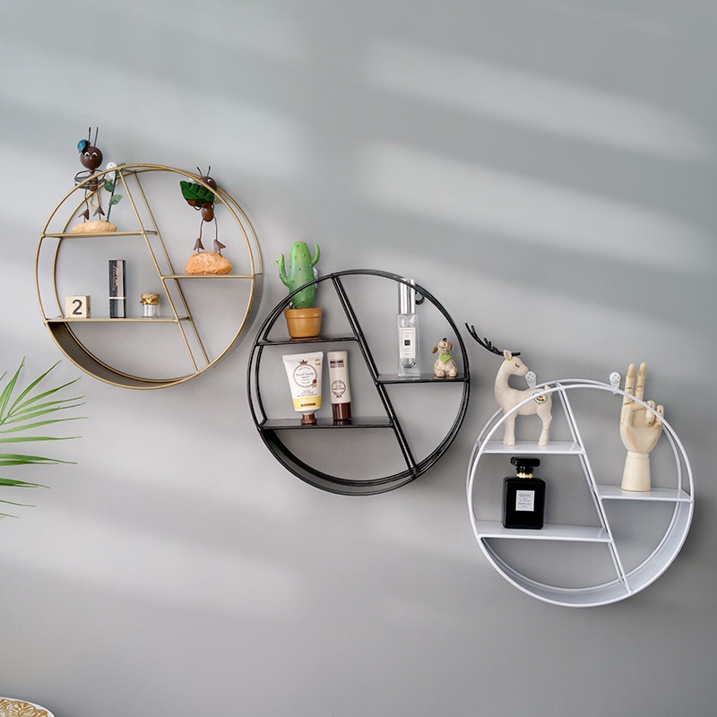 Kệ sắt Treo Tường đựng đồ Kiểu Bắc Âu Đồ SG.DECOR đồ Trang Trí Phòng Ngủ Phòng kháchTường tiện dụng kệ tròn lục giác