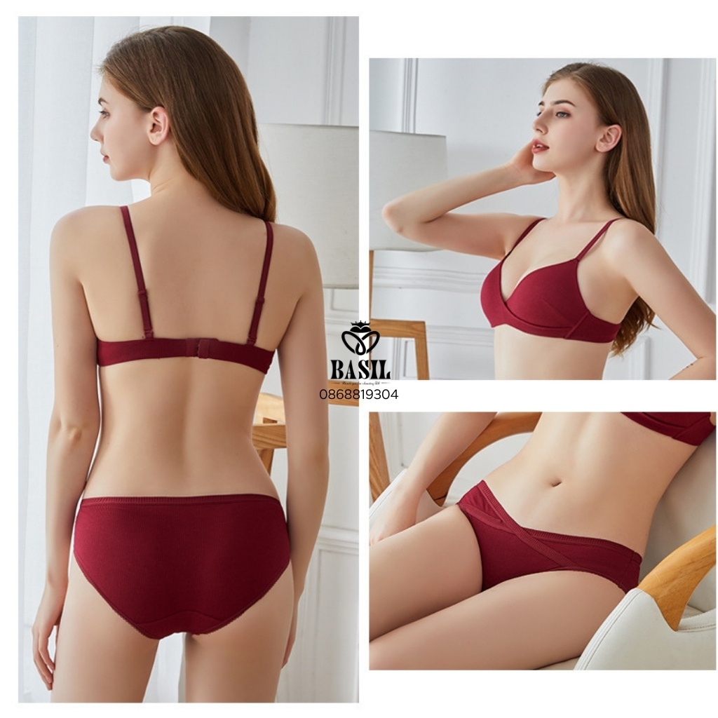 Bộ đồ lót BS01 Basil nữ cotton mềm nhẹ không gọng tôn ngực