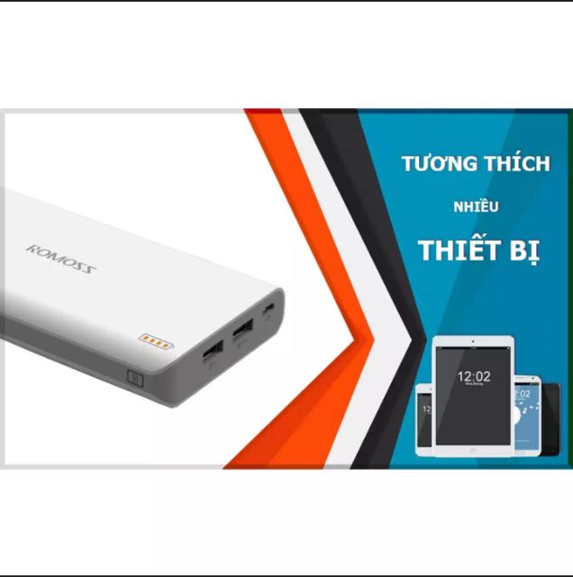 Sạc dự phòng romoss 20000mah, sense 6 chính hãng.