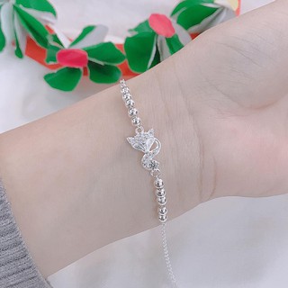 Lắc tay hồ ly dây bi bạc ta cao cấp,cầu may mắn tình duyên, tài lộc,bảo hành trọn đời, tiệm bạc real