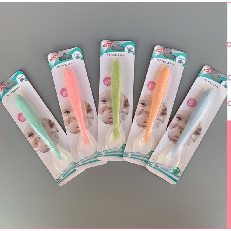 ￼Thìa ăn dặm silicone cho bé Babuu Nhật Bản siêu mềm giúp bé ăn dặm