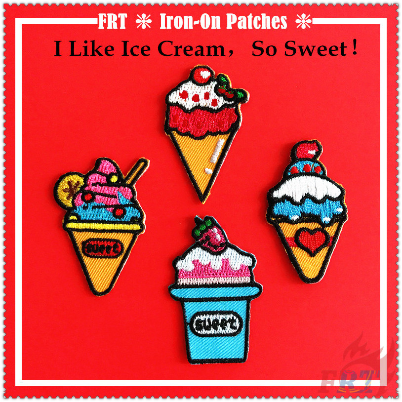 ✿ Miếng Dán Ủi Quần Áo Hình Cây Kem Ngọt Ngào ✿ 1 Sticker Ủi Thêu Hình Huy Hiệu