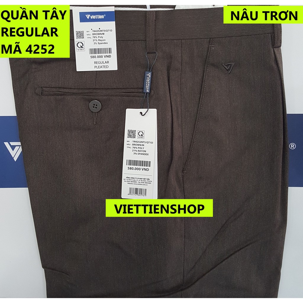 (4252 QTR) QUẦN TÂY VIỆT TIẾN CÓ LY (KO ÔM - REGULAR)
