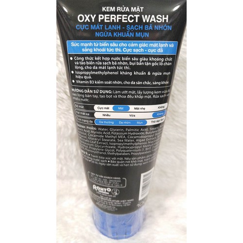 Sữa Rửa Mặt nam OXY Perfect Wash Sạch Nhờn Mát Lạnh 100g