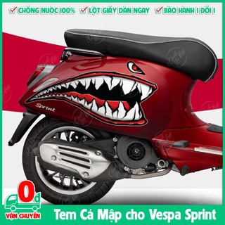[2 mặt] Tem xe Vespa Sprint - Primavera Hàm răng cá mập chống trầy siêu dầy cao cấp