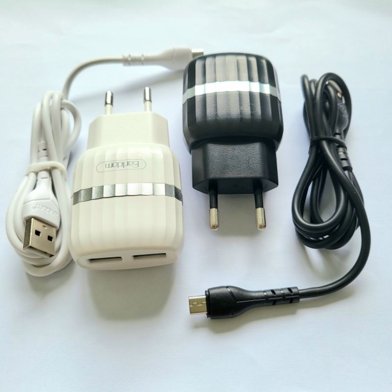 Bộ sạc nhanh Earldom ES-144 2 cổng 2.4A Hàng chính hãng Tặng kèm cáp micro USB