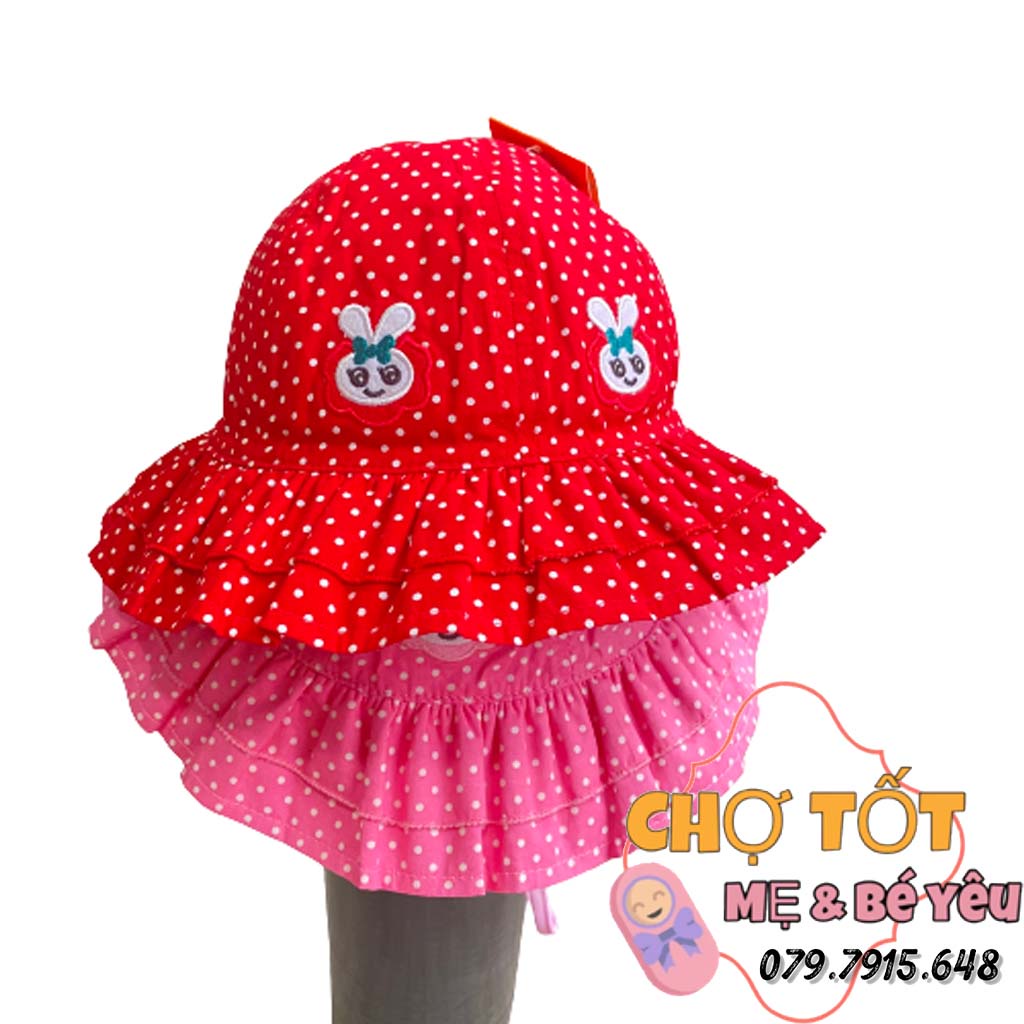 Nón vành Bé Gái Duy Ngọc Chất Cotton mềm, thoáng mát, có quai đeo size 52cm (Bé Từ 2 Đến 4 Tuổi)
