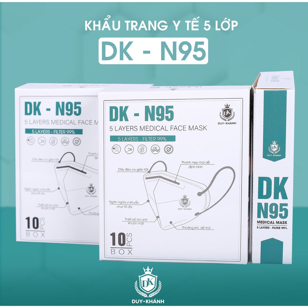 Khẩu trang N95 cao cấp 5 lớp hộp đóng 10 cái giúp chống bụi hiệu quả